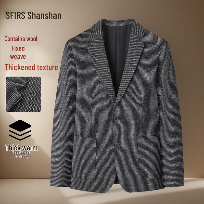 FIRS Men's Thickened Wool Blend Business Casual Blazer