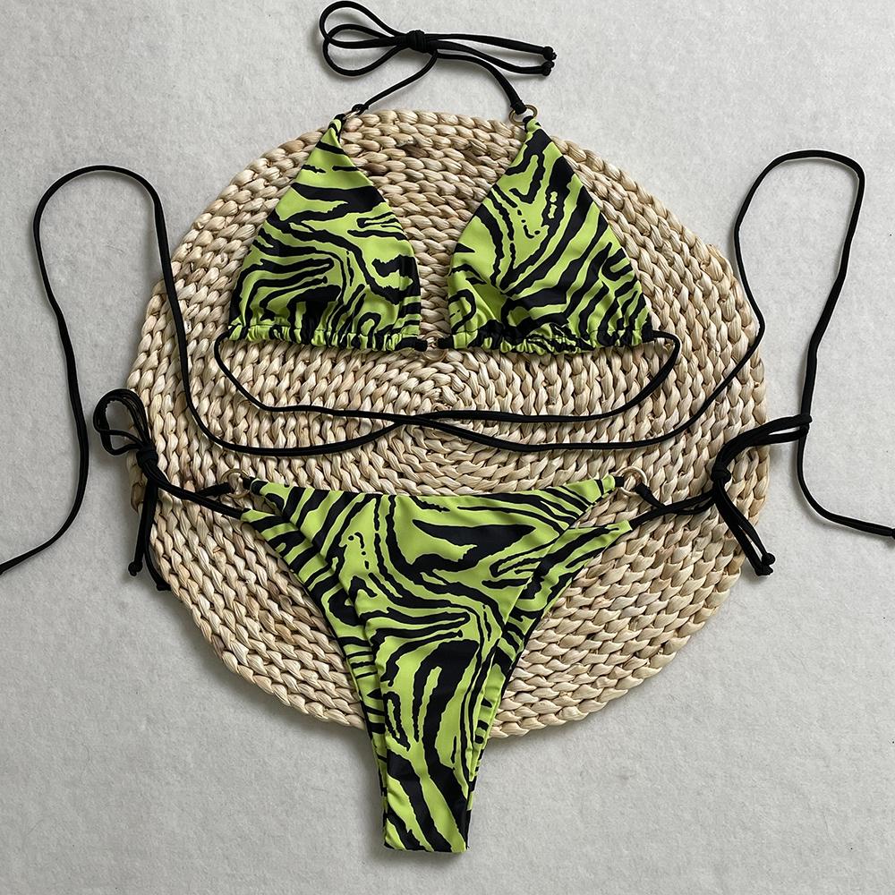 

OFTBUY 2025 Новый летний сексуальный цветной купальник женский комплект бикини из 2 предметов съемный бюстгальтер Wickedwrap пляжный купальник женский XL зелёный