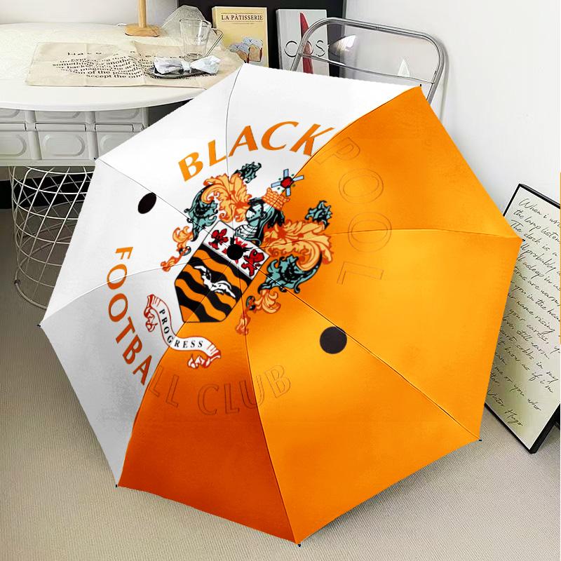 Blackpool Football Club Crest Automatic Folding Umbrella - 8-Rib Travel Umbrella with Auto Open/Close & Portable Gifts for holidays or birthdays