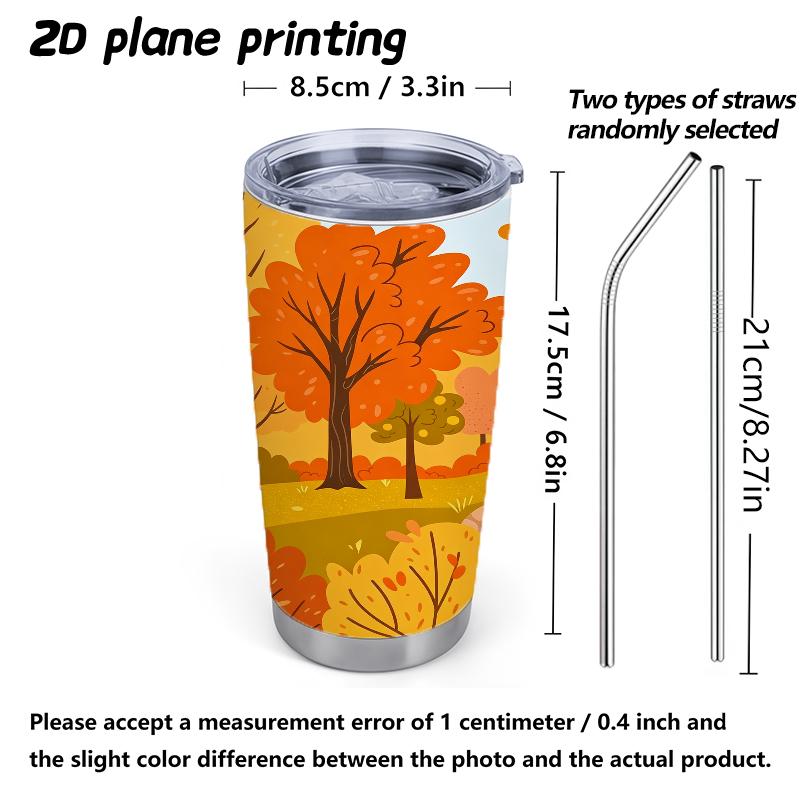 591ml Car Tumbler Autumn maple leaf elements Straw Cup Straight Tumbler Leakproof Tumbler Hot Cold Cup Stainless Steel Tumbler