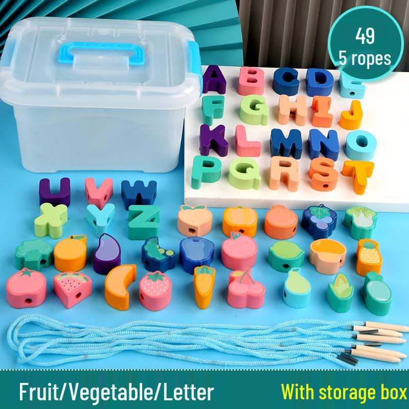 Wooden Animal & Fruit Stringing Educational Toy for Kids