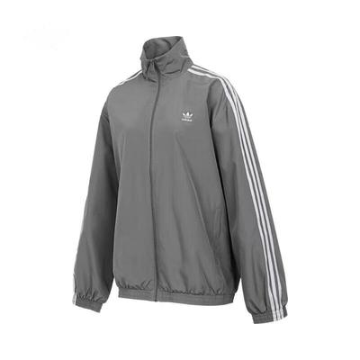 Übergroße Trainingsjacke mit Stehkragen und Streifen JD3394