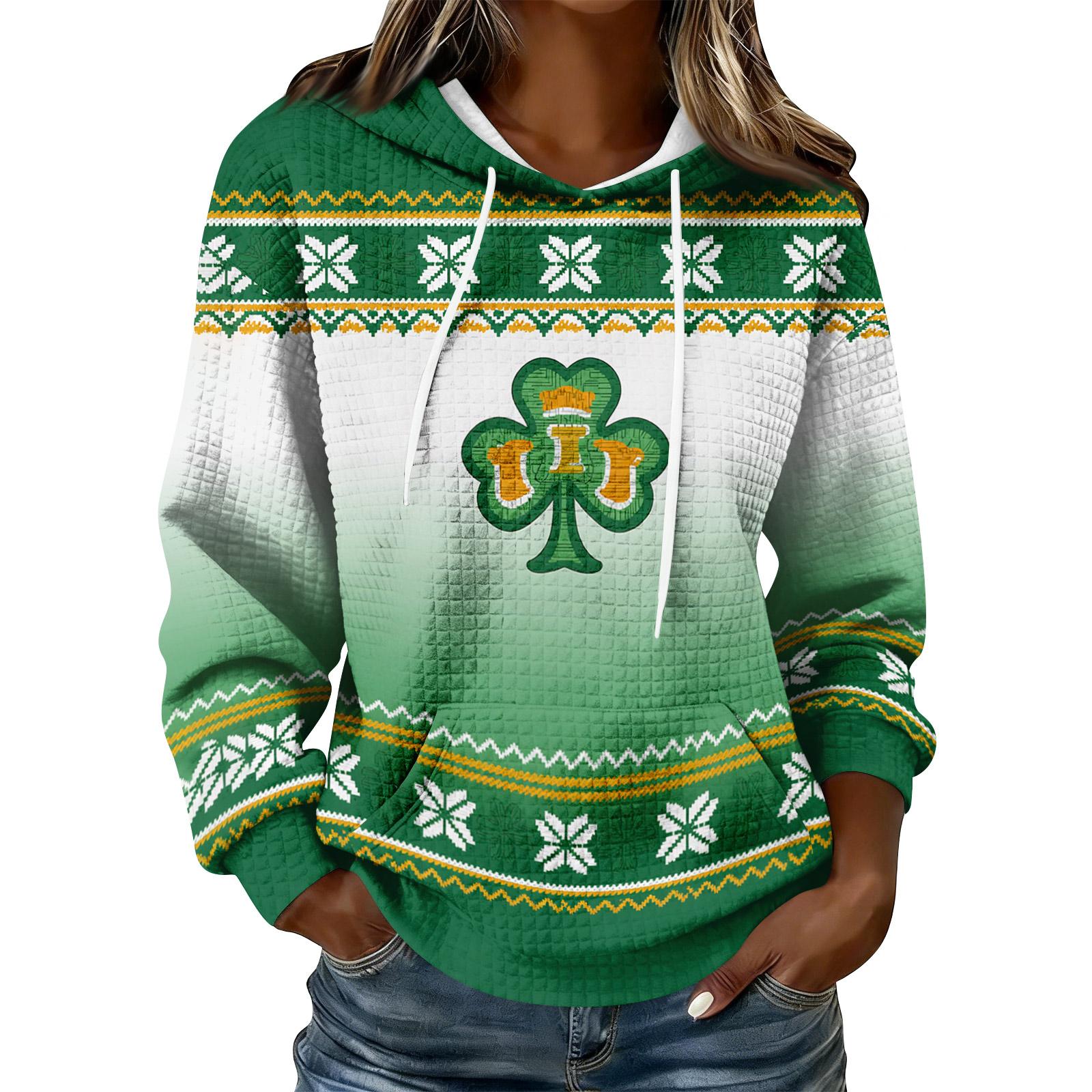 Женская ул Свитер на День Святого Патрика Милый Забавный Свитер на День Святого Патрика Весенний Свитер с Длинным Рукавом Вязаный Свитер XL 2360₽