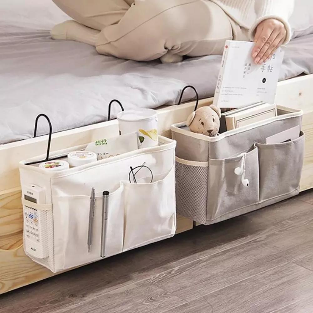 Creative Canvas Storage Hanging Bag Home Bedside Pockets Storage Bag Dormitory Books Snacks Ipad Sundries Organizer