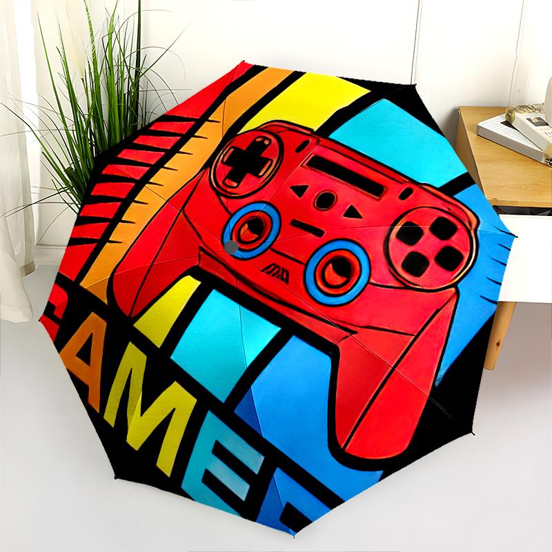 1PC Game theme Umbrella Portable Folding Umbrella Iron Frame Hole Bone Structure Outdoor Home Umbrella A9
