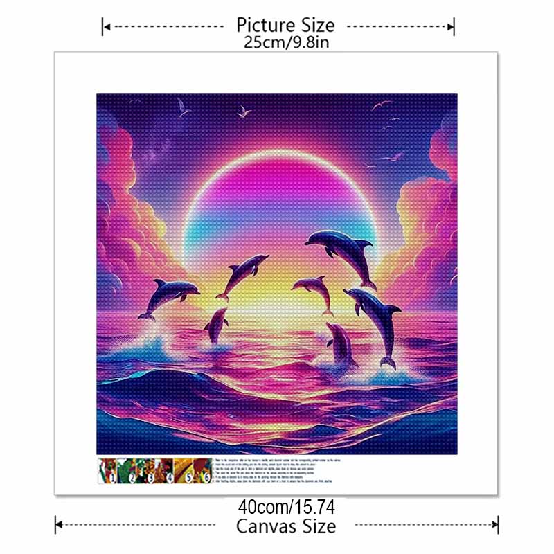 New Arrival 5D DIY Full Circle Diamond Painting "Leaping Dolphin" Embroidery Cross Stitch Home Decor Gift