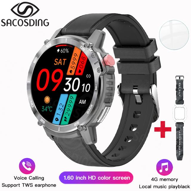 Music Smart Watch 4g Rom Bluetooth Call Sports Watches Men Waterproof Smartwatch For Android Ios Support Tws Earphones