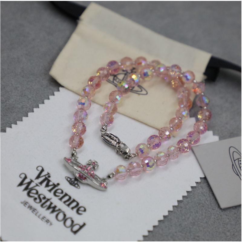 Empress Dowager Crystal Pink Diamond Saturn Necklace Bracelet - Ouyang Nana Celebrity Style