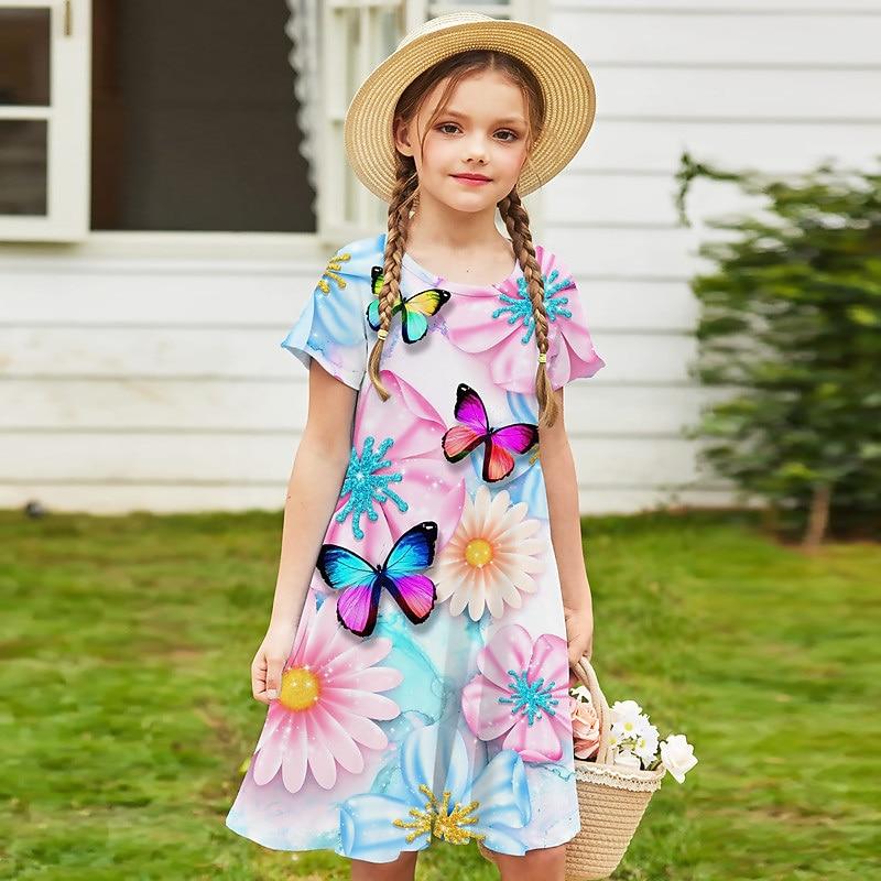 Children's Fashion Summer Casual Dresses Girls Party Dress Summer Kids Princess Beach Outfit Casual Nightgown