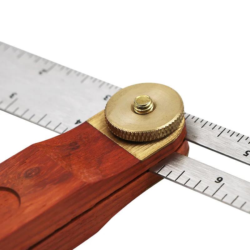 9Inch Adjustable Angle Rulers Gauges Tri Square Sliding T-Bevel with Wooden Handle Ruler Gauge Protractors Carpentry Tools
