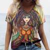 Facial Printed T-shirt Short Sleeved Top Casual Street Women's T-shirts