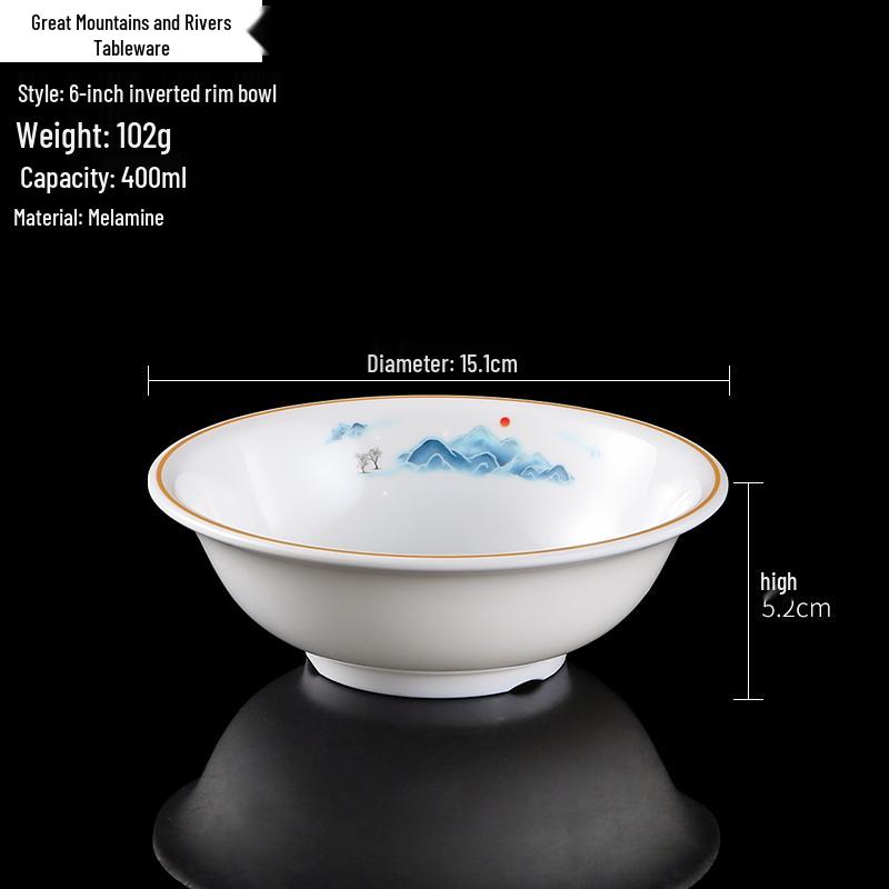 Imitation Porcelain Melamine Ramen Bowl - Commercial-Grade Soup/Noodle Bowl for Restaurants.