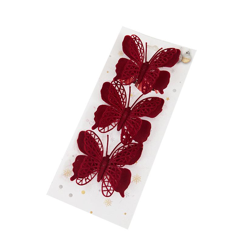 Cross-border Christmas Eve Tree Decorations: Flocking Bow & Flower Scene Pendant.