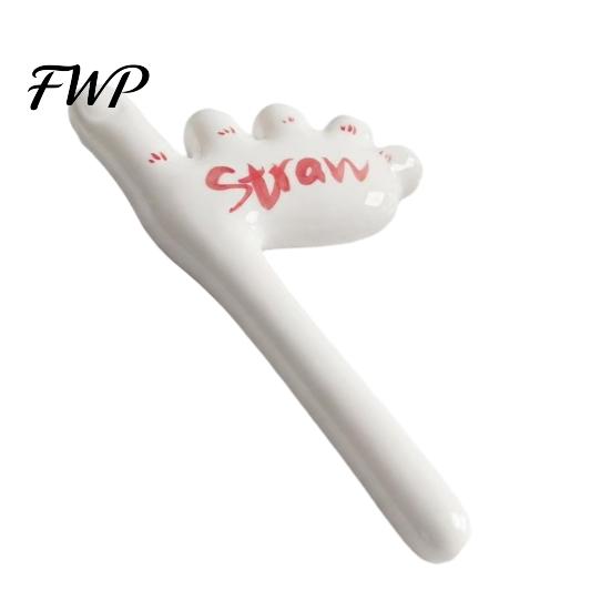Smooth Grip Ceramic Straw Foot Shaped Straw, Reusable Drinking for Coffee Milkshake, Absurdist Art Funny Novelty Party Accessory, Humor Gift B
