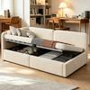 Polsterbett 90x200 Schlafsofa, Samt, hydraulischer Stauraum, hohes Kopfteil, austauschbare Rückenlehne, geeignet für Kinder und Erwachsene, beige