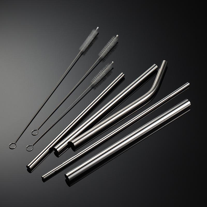 Customized 304 Stainless Steel Straw Multi-specification Titanium-plated Painting Color Box Cloth Bag Packaging Gift Tableware Set