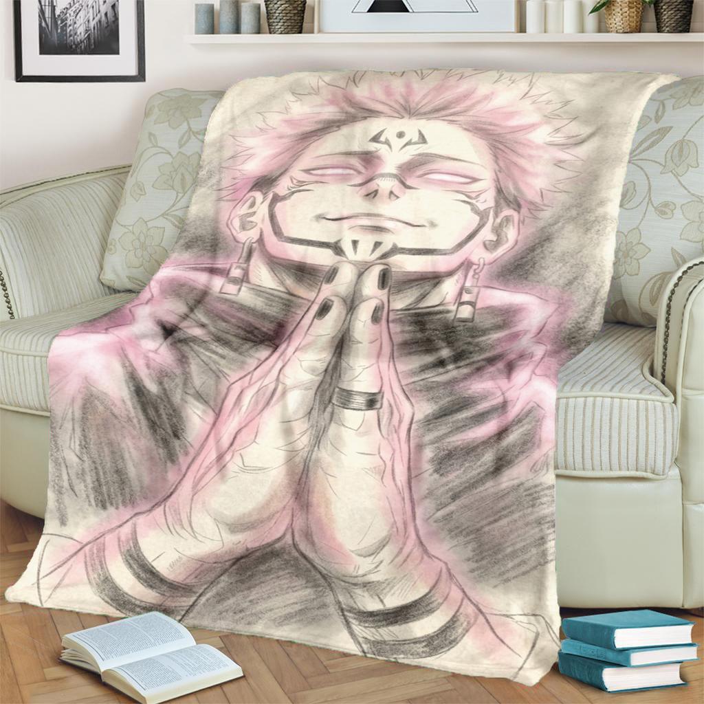 Soft Flannel Print Blanket Jujutsu Kaisen Warm for Bedrooms, Sofas, Beds, Chairs, Picnics, Travel