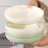 8-inch Ceramic Soup Plate - 2025 Cream Style, Microwaveable, Perfect for Rice & More