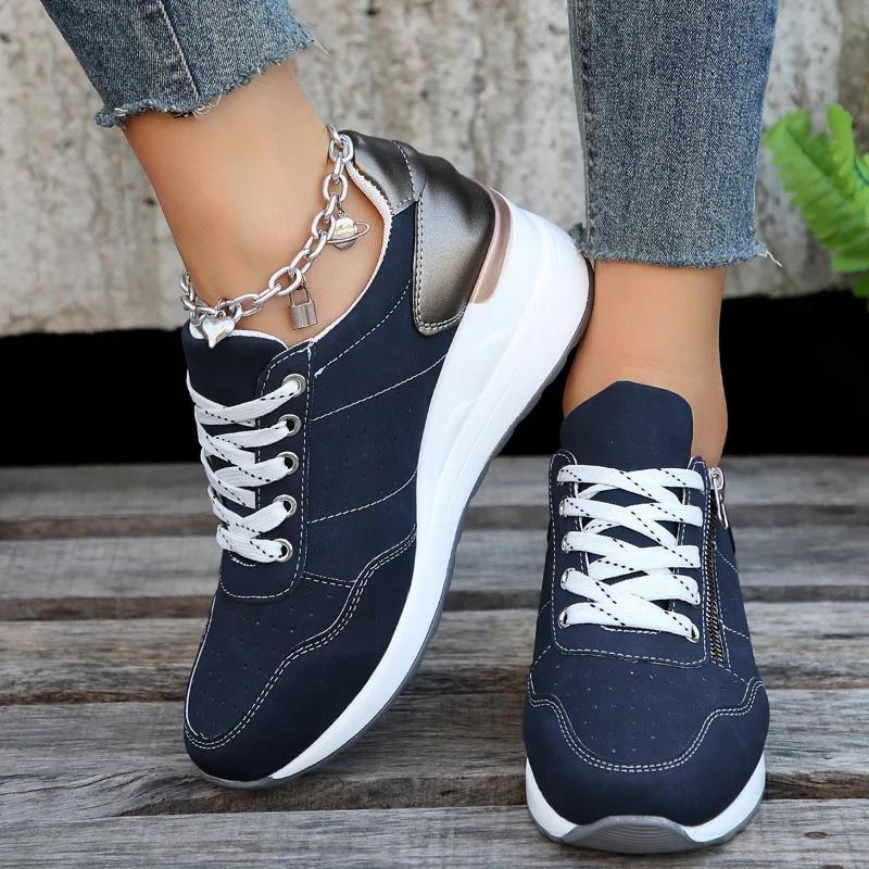 Women Casual Platform Sneakers  Autumn New Lace Up Thick Bottom Sport Shoes Woman Fashion Anti Slip Flats Vulcanized Shoes