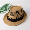 Palm Tree Shade Unisex Summer Women Straw Hat Sun Protection Short Brim Men Beach Cap Jazz Hat