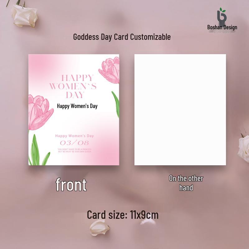 2025 Women s Day & Goddess Day Handwritten Message Card with Simple Bouquet Design