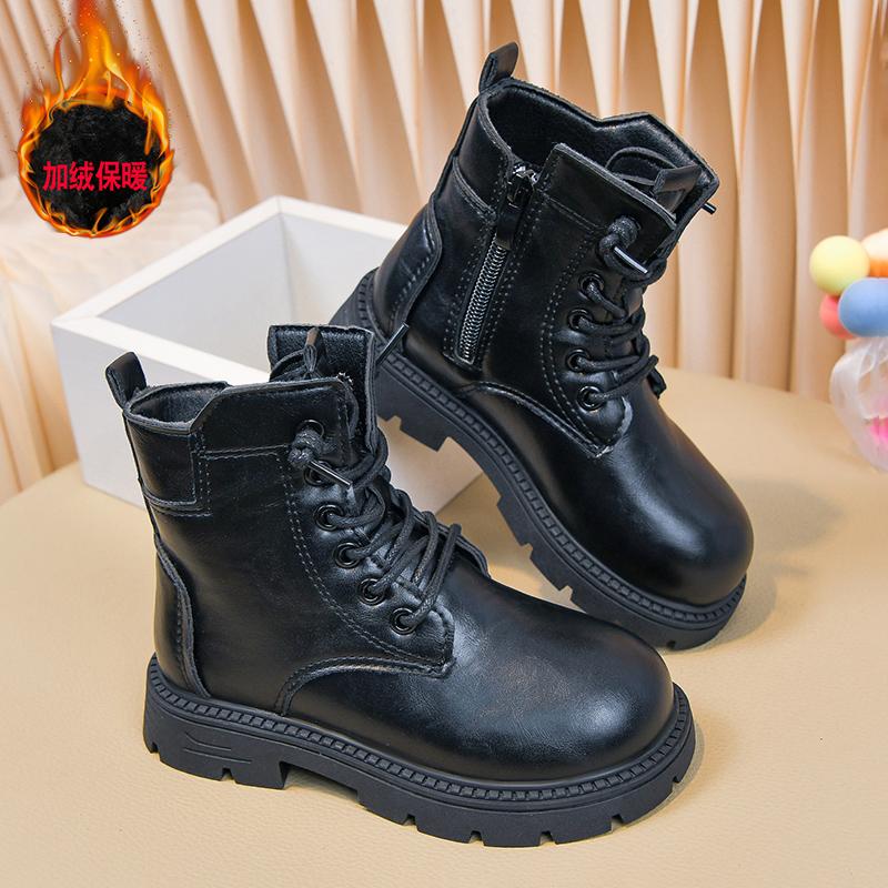 Warme gefütterte Kinder Martin Boots Hohe Schuhe Für die Schule Gehen und Tägliche Aktivität Jugend Alltagsschuhe Lässige Spielschuhe Größen 26-37