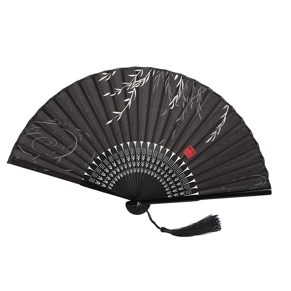 Summer Gift Prop Folding Fan Photo Prop Tool Silk Folding Fan Handle Hand Fan Home Decoration