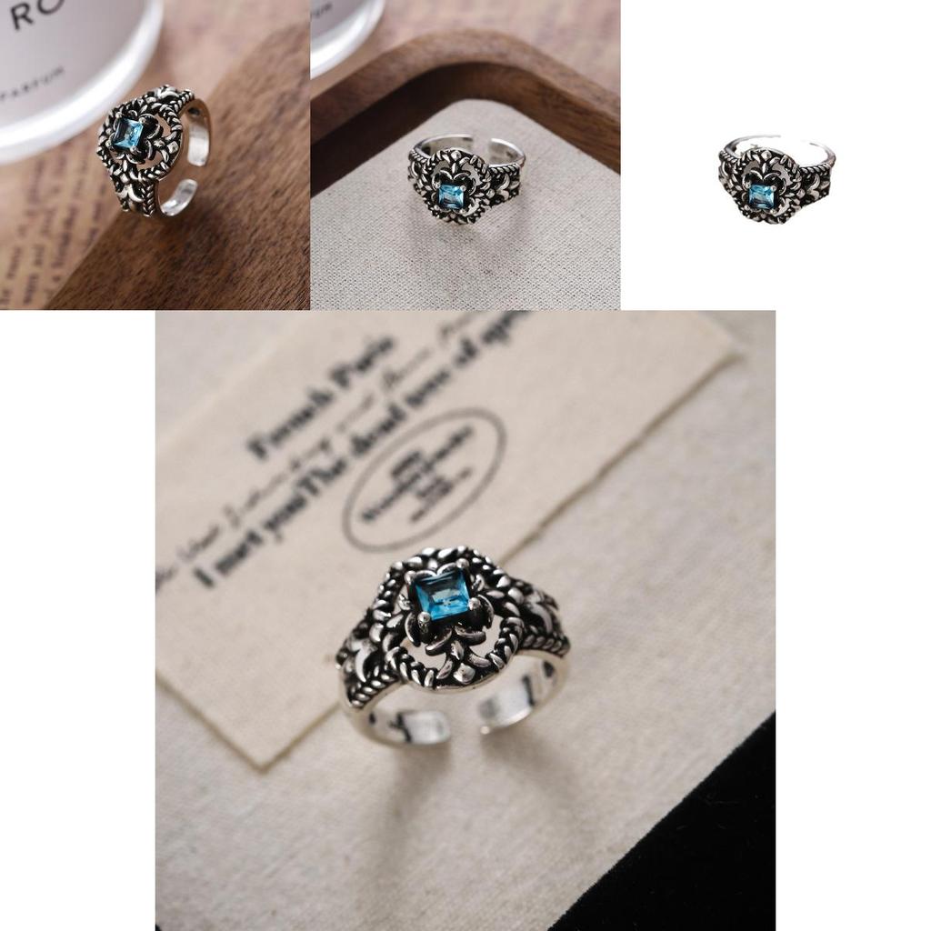 Elegant Geometric Style Open Ring For Women Vintage Punk Hollow Zircon Jewelry Piece