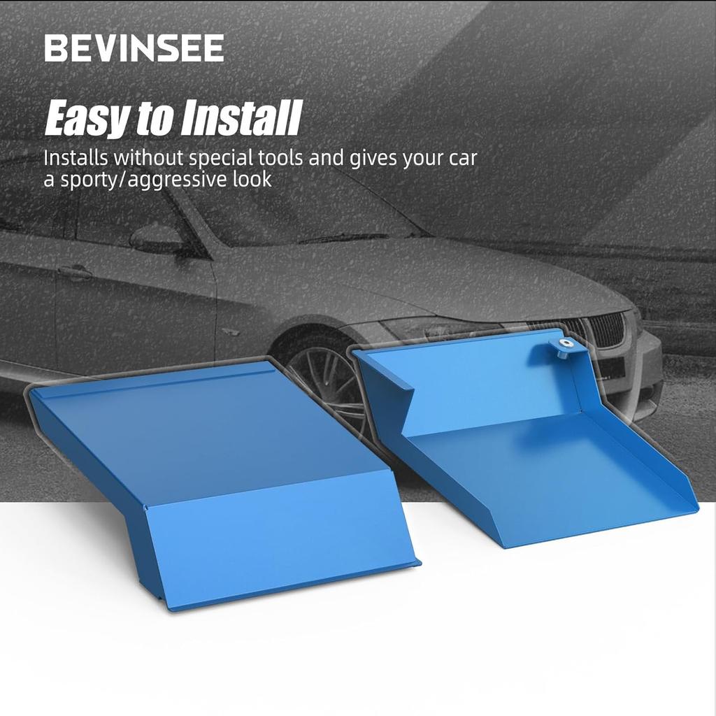Bevinsee 2pcs Aire Intake Scoops Aire Inlet Compatible with 3 Series E92 323i 325i 328i 330i 335i 335d 2010-2013, Aluminum, Blue