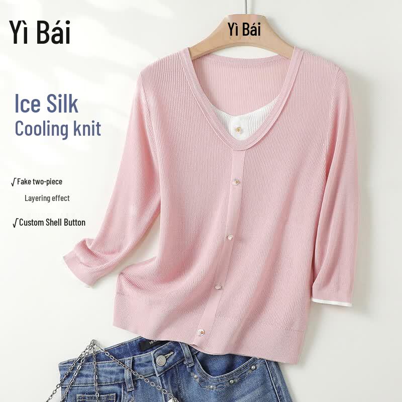 Yibai Autumn Slimming Ice-Cool Knit Top XL