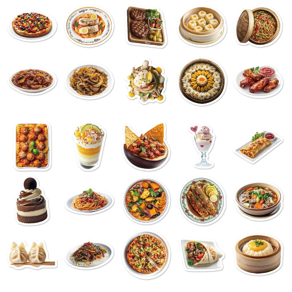 50 Manchu And Han All-Table Food Set Personalized Waterproof Car Trolley Case Cartoon Cute Graffiti Sticker