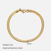 Stainless Steel Jewelry Bracelet Waterproof Jewelry 3-5mm Simple Flat Herringbone Women Plated Gold Snake Chain Bracelet