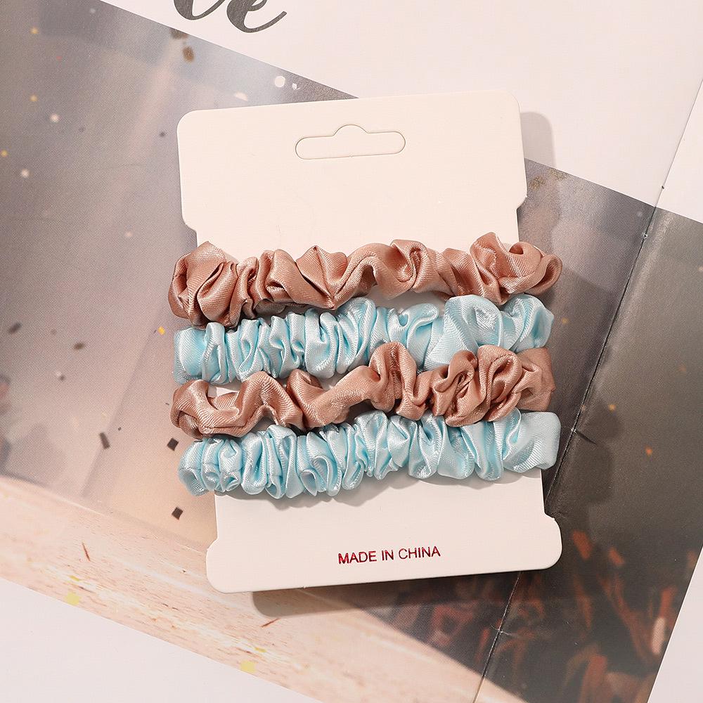 Cross-border Satin Hair Tie & Headband Set - Pig Intestine Style, Simple Ponytail, Leather Bun Tie