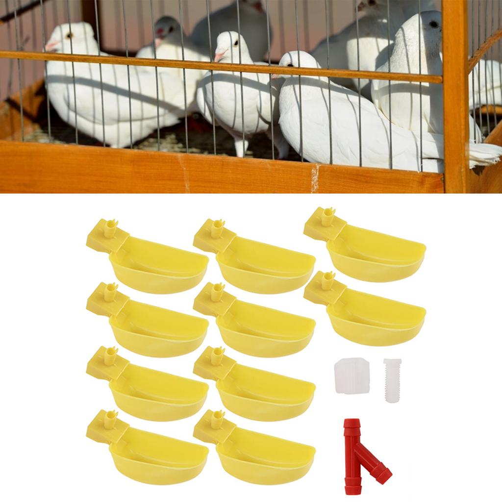 10Pcs Automatic Waterers Yellow Drinking Cups Bowl for Quail Chicken Birds Large Size