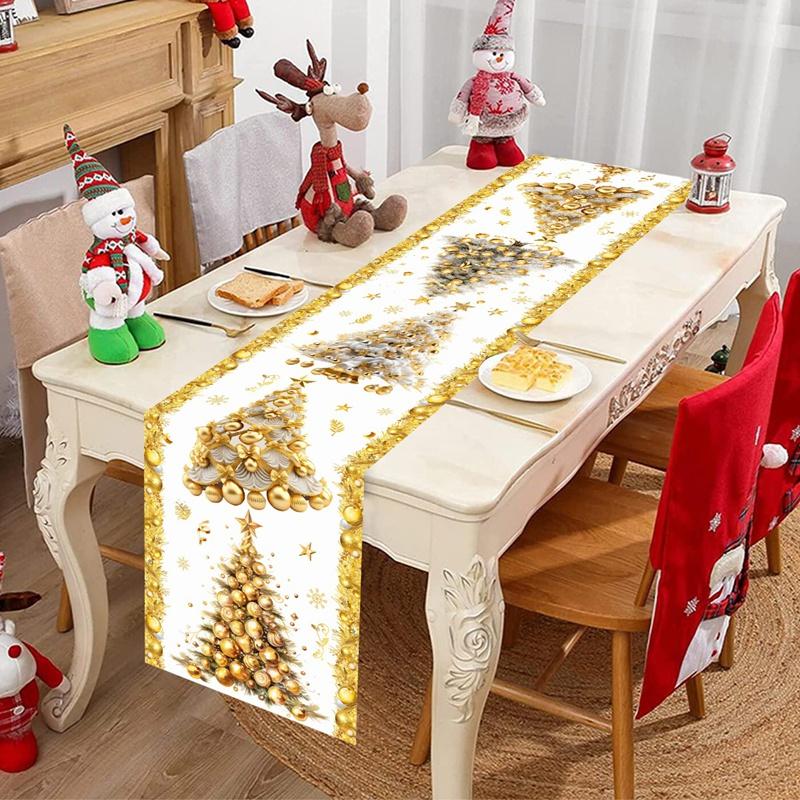 Christmas Table Runner Xmas Snowflakes & Elk Table Cover Christmas Decorations for Home 2026 Navidad Noel Gifts New Year 2026