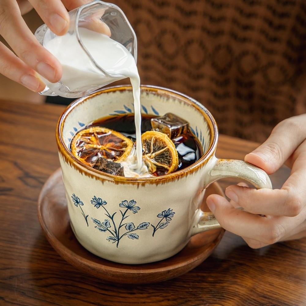 385ml Ceramic Coffee Cup Microwave Safe Milk Cup Decorative Exquisite Water Cup Living Room
