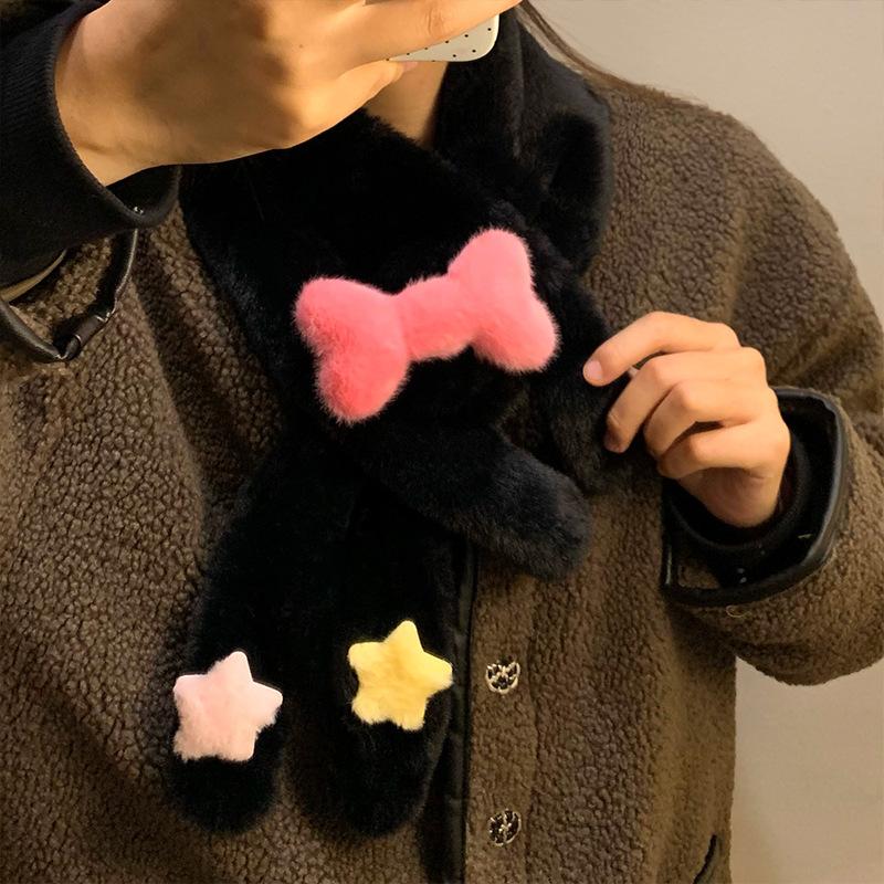 Cartoon-Stern Fünf-Finger-Handschuhe weiblich süß Plüsch verdickt warm pelzig winddichter Schal