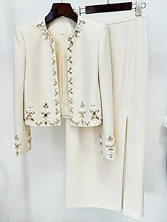 Spring/Summer 2025 European & American Star Fashion Beaded Diamond Long Sleeve Slim Lace Dress