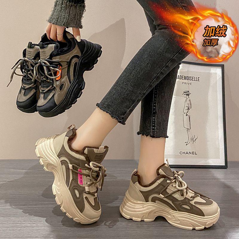 Cotton Shoes Winter Velvet Sports Shoes New Thermal Casual Shoes Platform Dad Shoes
