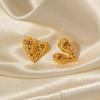 18K Gold Heart-Shaped Liquid Stud Earrings - Trendy European & American Style