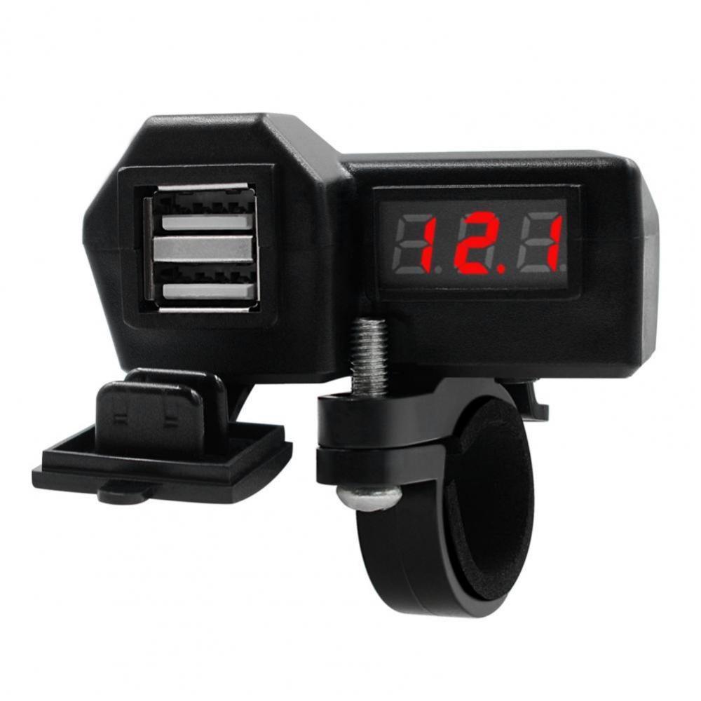 Waterproof Motorcycle USB Charger 2-Port + Voltage Display - Quick Charge 3.0 for Harley, Cruisers, Motorbike Accessories