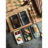 ceramic Dumplings 2 grids plates vinegar dish sushi grilled seasoning plate Creative Separation Snack Ceramics Hot Pot Dish