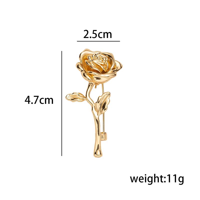 Luxury High-End Gold-Tone Rose Flower Brooch Pin For Women & Men - Elegant Suit Coat Badge Fashion Jewelry Lapel Accessory
