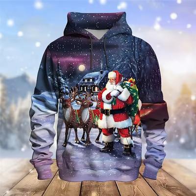 Christmas Themed 3D Printed Men's Women's Hoodies Casual Comfortable Autumn Winter Long Sleeved Hoodies
