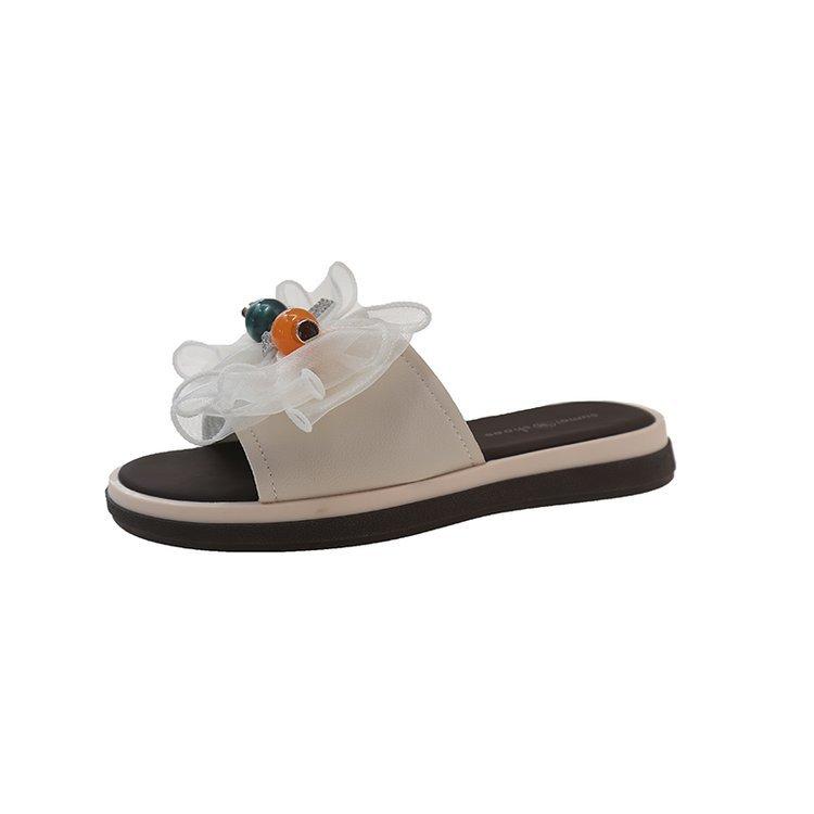 

Fashion bow versatile one-pedal cool slippers women s summer new casual soft bottom seaside beach vacation sandals 40
