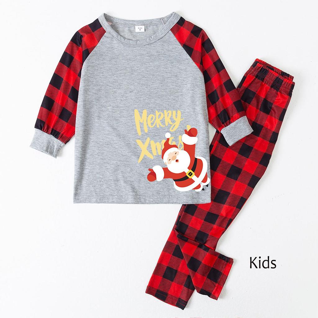 Men's Long-sleeved Plaid Printing Two-piece Parent-child Christmas Pajamas