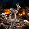 Indoor Outdoor Halloween Decor Skeleton Animal Statue, Spooky Deer Cat Duck Figurine, Resin Mysterious Theme Party Props Ornament for