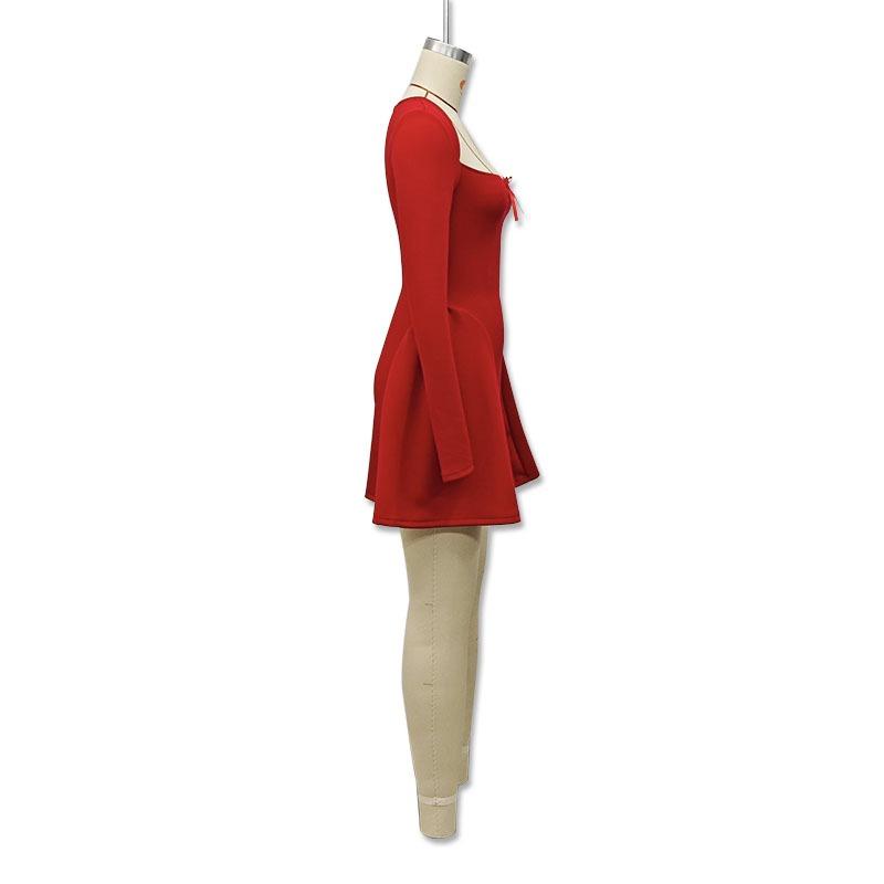 Trendy Women's New Spring and Autumn Sexy Long-sleeved Strapless Slim A-line Short Dress