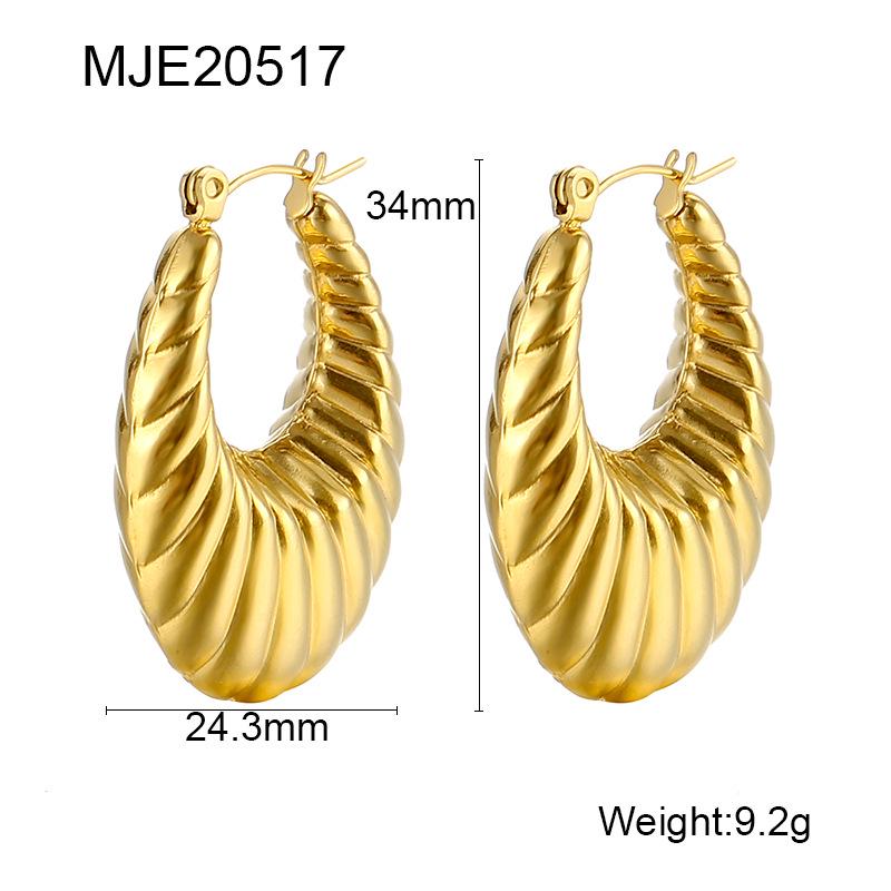 

Винтажные французские серьги-кольца в виде круассана из золотой нержавеющей стали 18K золотой