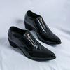 Patent Leather Men Shoes Man Loafers Zip Slip On Business Casual Shoes Classic High Heels Dress Oxford Shoes Male Flats